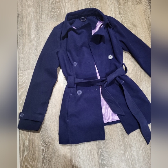 JOU JOU purple double breasted pea coat - Picture 4 of 15